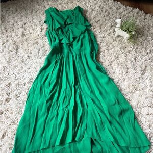 Anthropologie Emerald High Low flowy beautiful maxi summer Dress